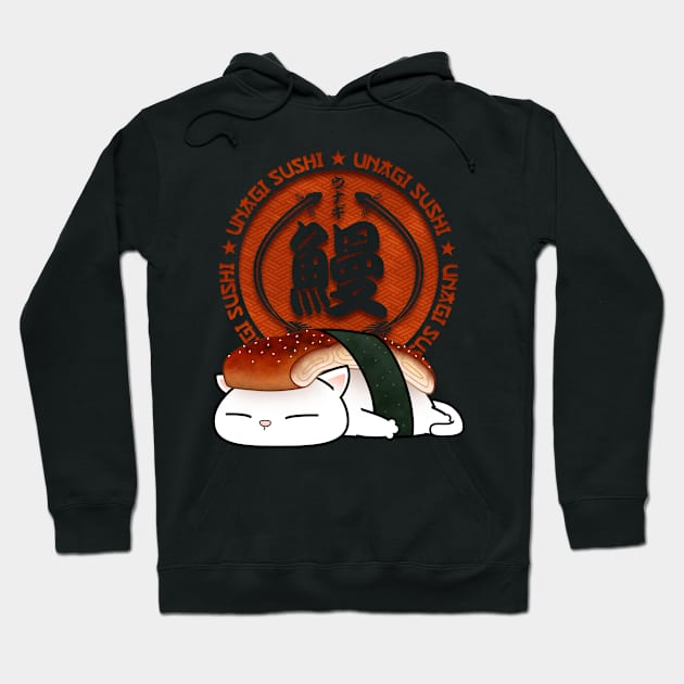 Chubby Cat Unagi Sushi Hoodie by Takeda_Art